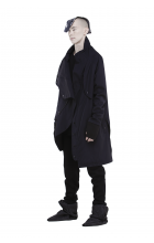Long jacket with removable hood